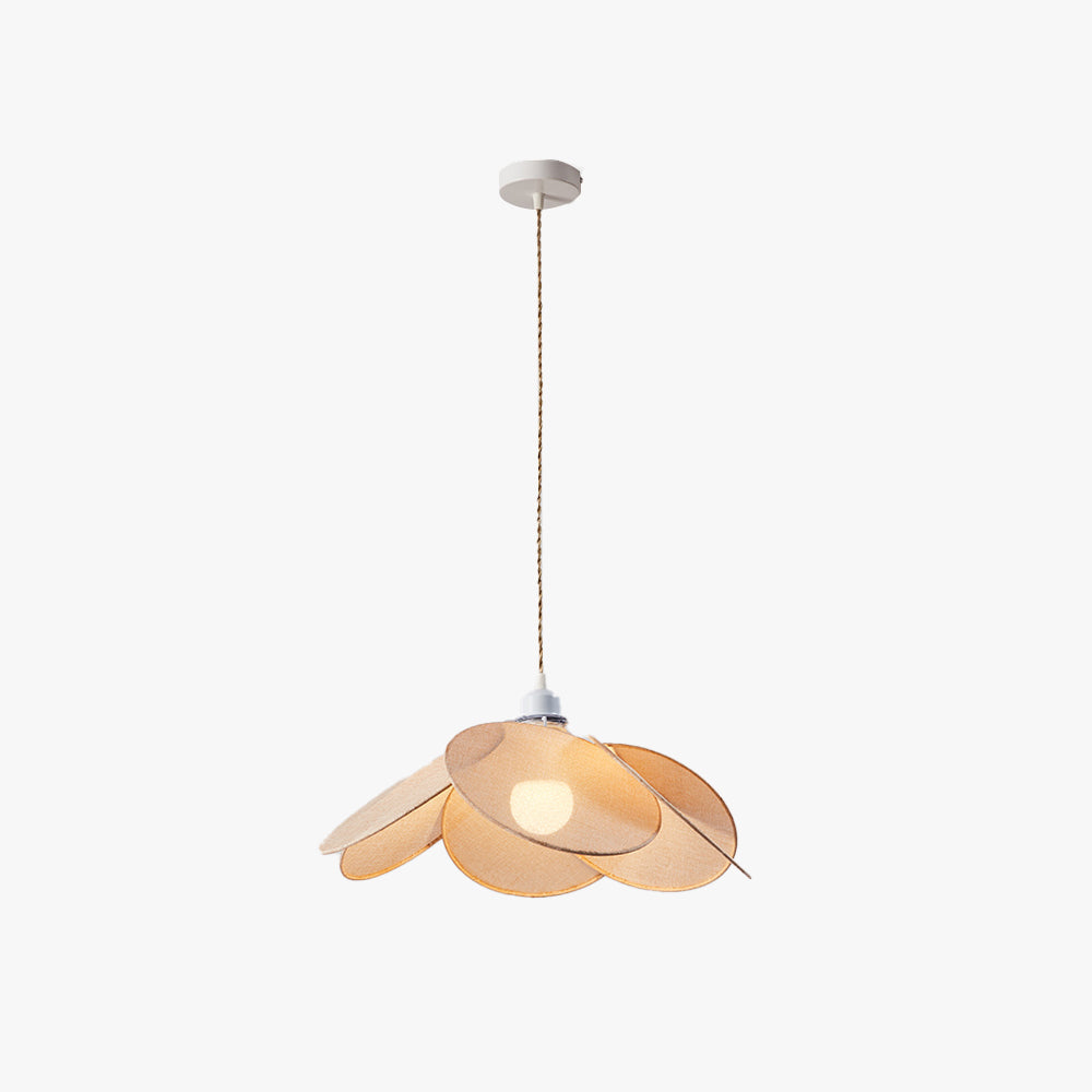 Wavikud Minimalist Fabric Flower Pendant Light, Orange/Brown/Beige