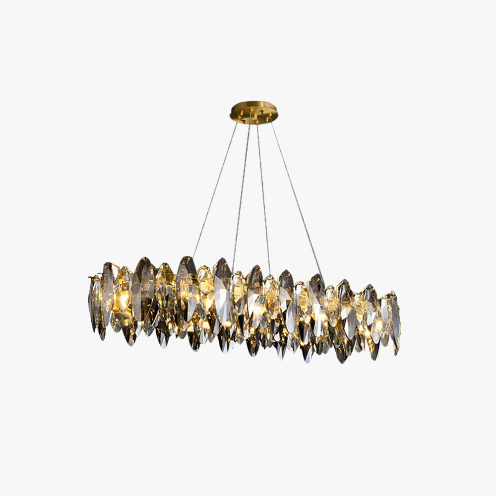Lobakuk Modern Annular Metal Crystal Pendant Light,Gold