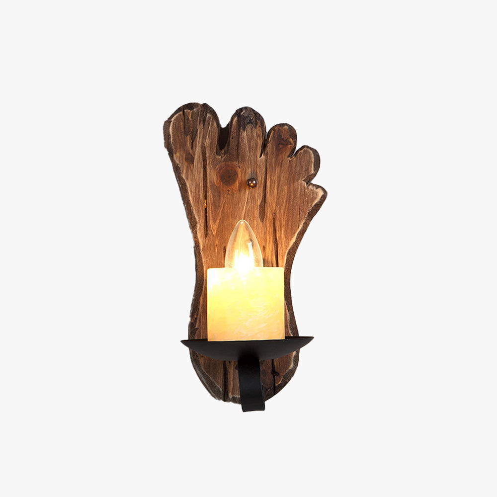 Covotal Wall Lamp Foot Shape Vintage, Wood/Metal, Bedroom