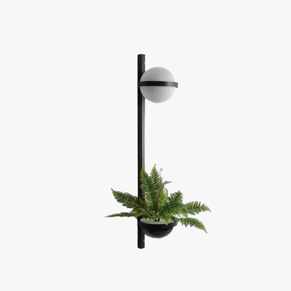 Wakelul Modern Globe Metal/ Solar Outdoor Wall Lamp Plant Pot, Black/White