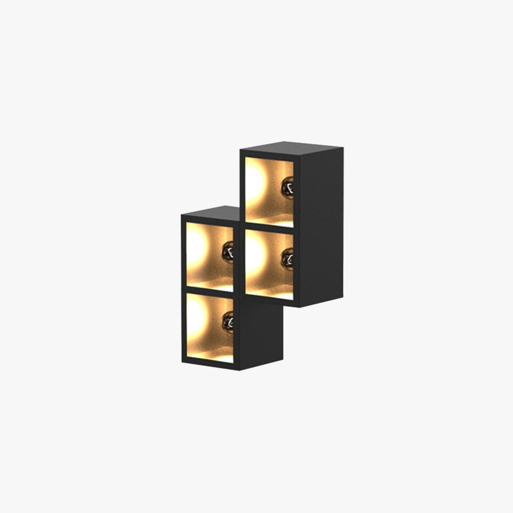 Jibebit Modern Cube Square Metal/Glass Outdoor Wall Lamp, Black