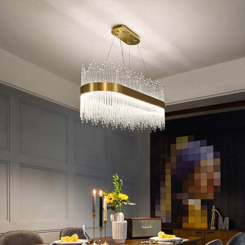 Pematud Modern Round/Rectangular Chain Chandelier, Gold