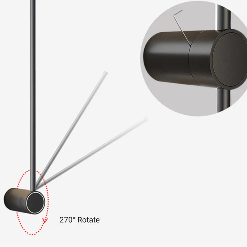 Ravel Minimalist Rotatable Linear Indoor Wall Lamp, Black-Neutral Decor