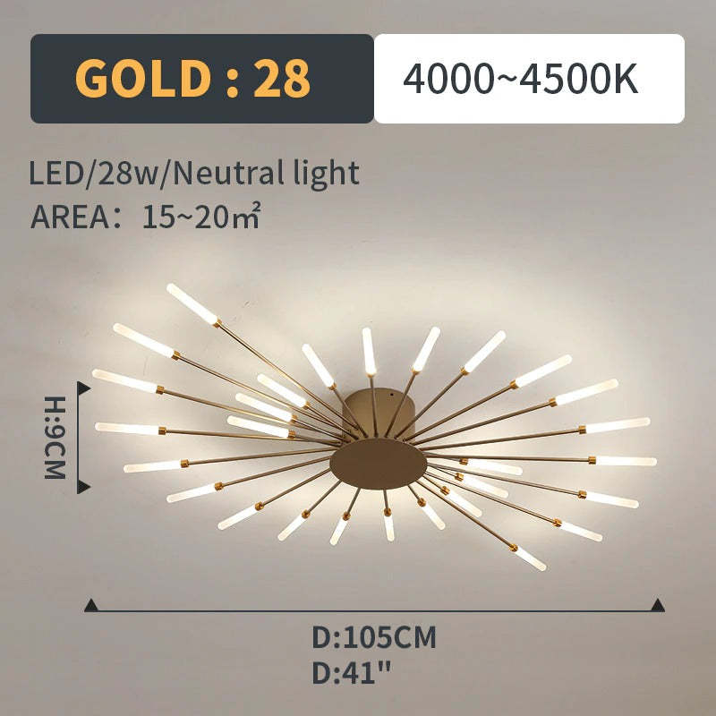 Kovon Flush-Mount Ceiling Light Fireworks, Black/Gold-Neutral Decor