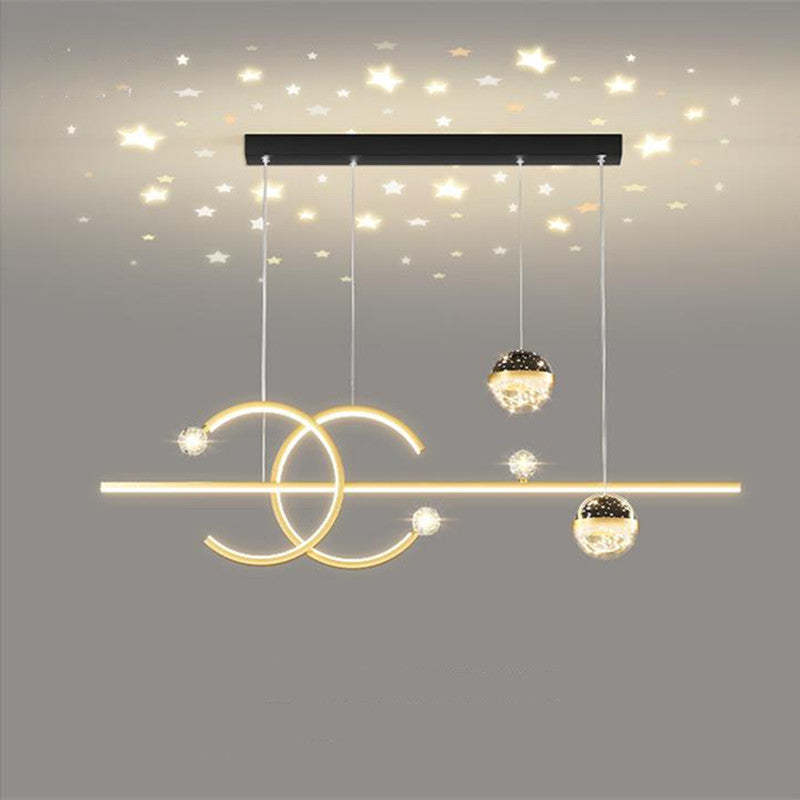 Dulikun Luxury Globe Metal/Glass Pendant Light, Black/Gold