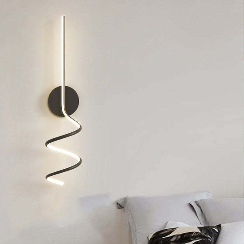 Kipenan Modern LED Art Interior Wall Light Spiral, Black & White