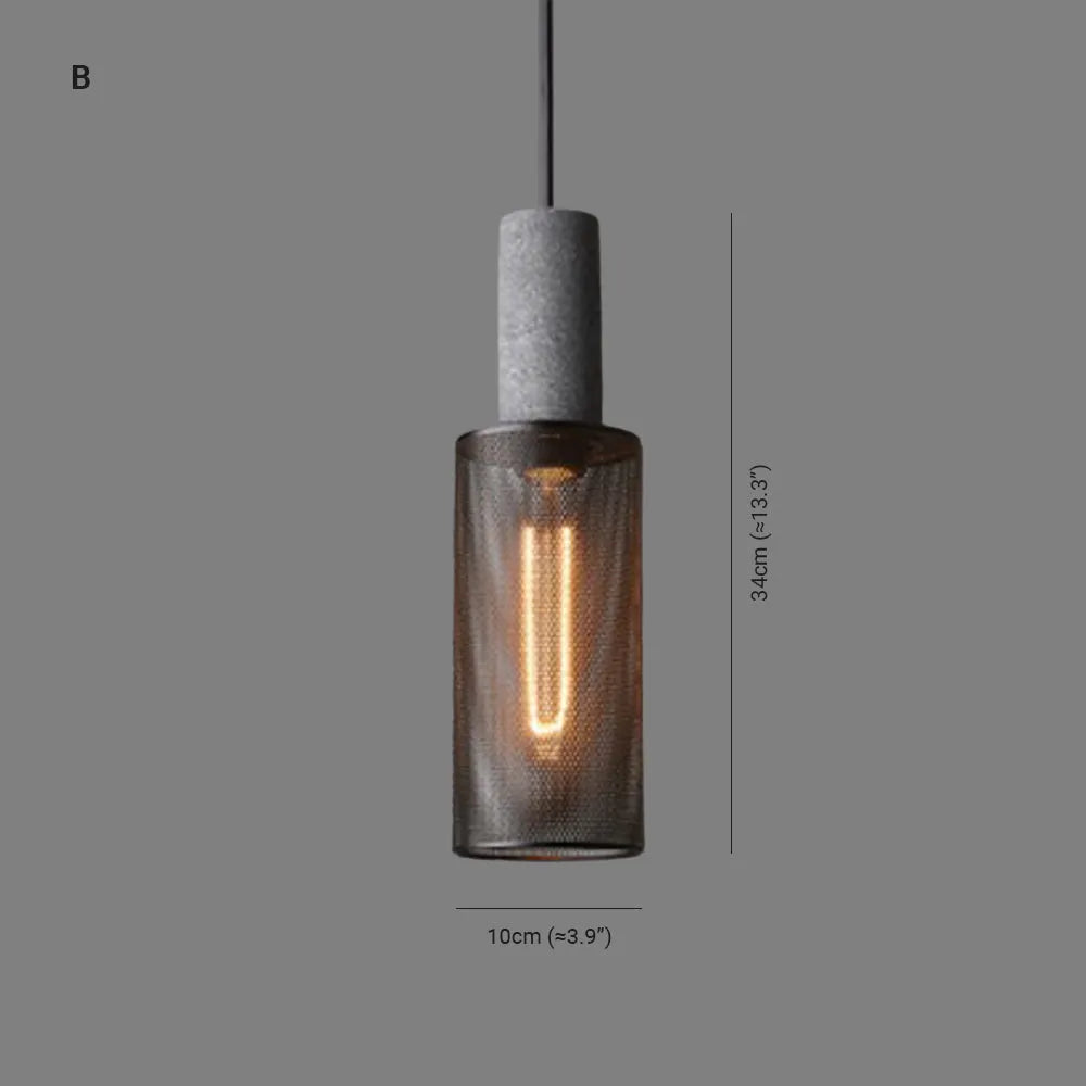 Xenith Industrial Cylindrical Pendant Light, Cement/Metal