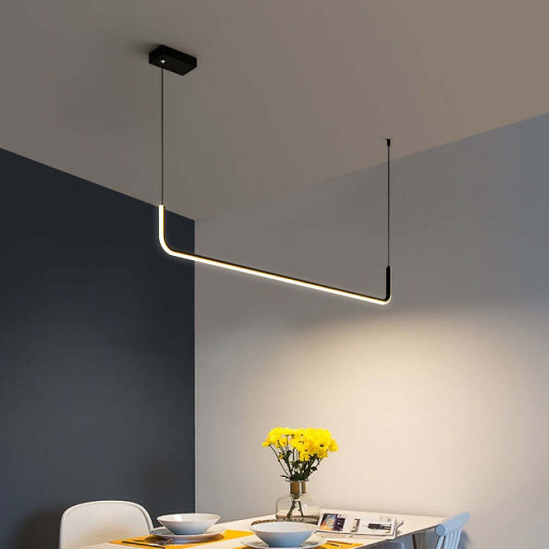 Sorev Modern Linear Pendant Light Double Frame, Black/Gold-Neutral Decor