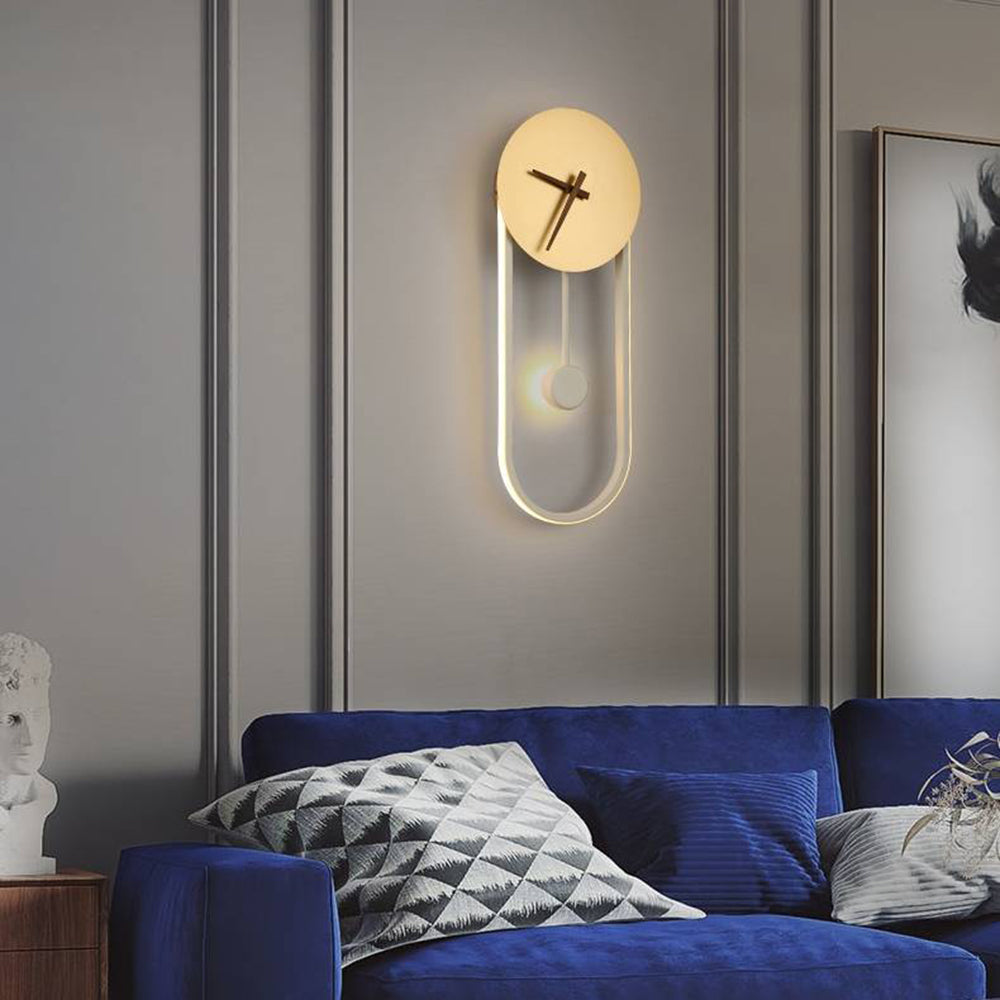 Luvudom Nordic Clock Wall Lamp, Gold & Black