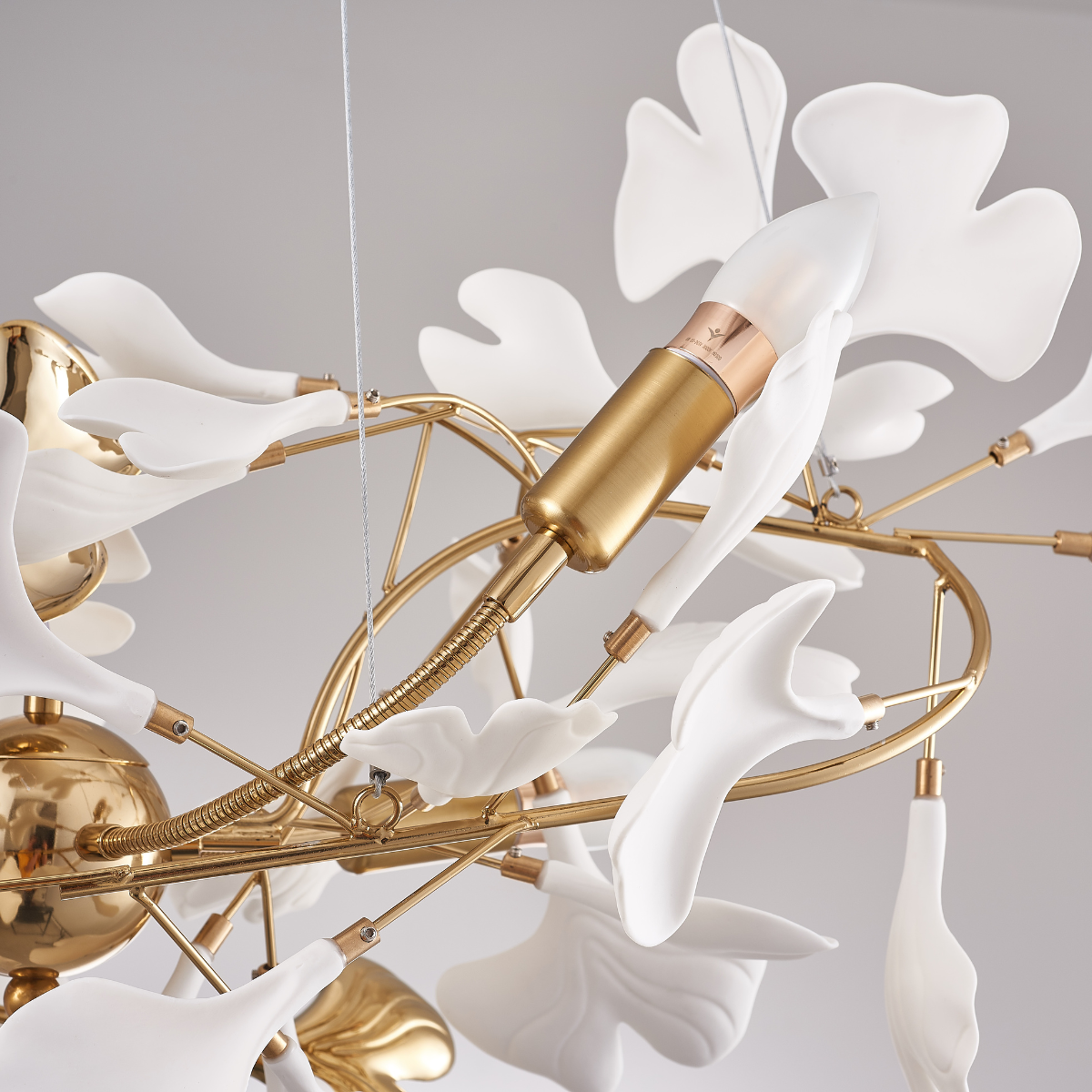 Navirin Luxury Ceramic Chandelier Large Foyer, Gingko leaf, Living Room
