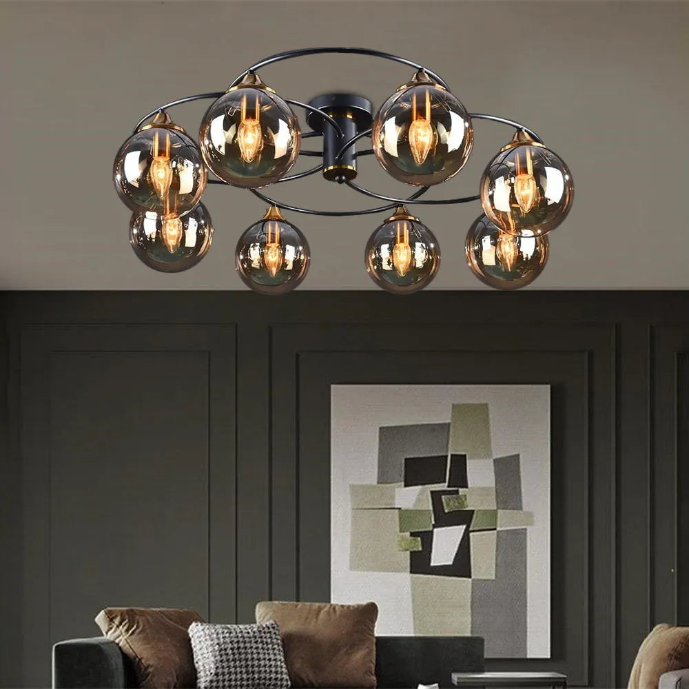 Vetidim Nordic Bubble Glass Ceiling Light, Gray/Amber
