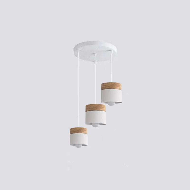 Moturos Modern Can Shape Metal/Wood Pendant Light