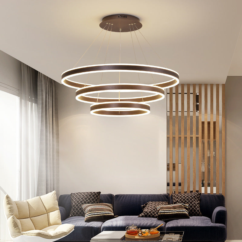 Huvusir Moderne Minimaliste Coffee LED Pendant Light, 3 Ring