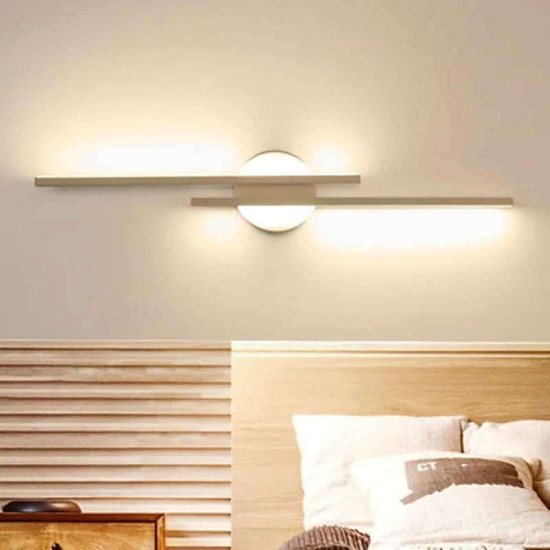 Noviq Modern Nordic Disc/Linear LED Wall Lamp, Black/White-Neutral Decor