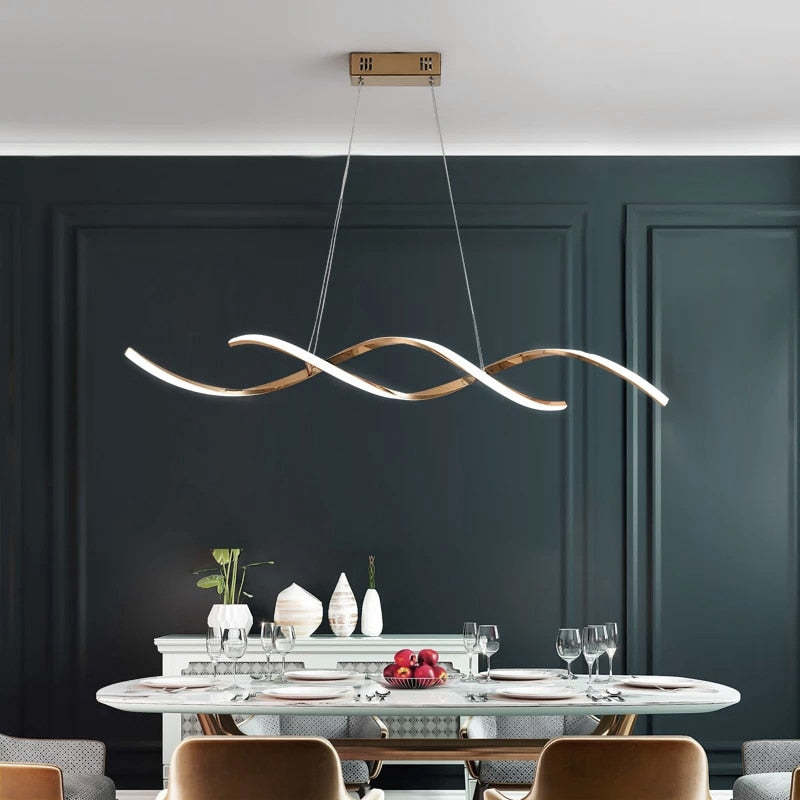 Mubibol Modern Wavy Metal/ Pendant Light, Chrome/Gold