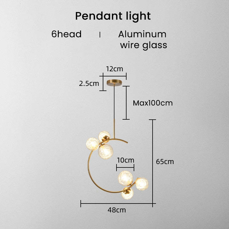 Liperir Modern Glass Globe Pendant Light, Metal & Glass, 3 Style