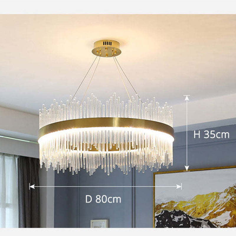 Pematud Modern Round/Rectangular Chain Chandelier, Gold