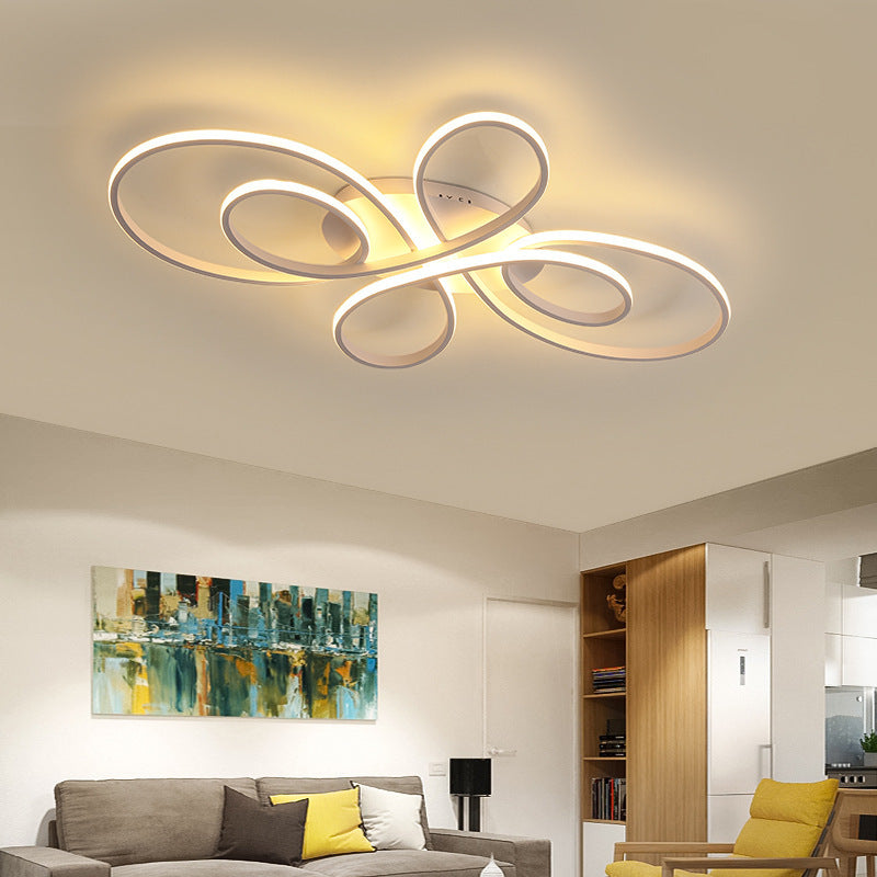 Rori Modern LED Multi Rings Flush Mount Ceiling Light, Brown/White-Neutral Decor
