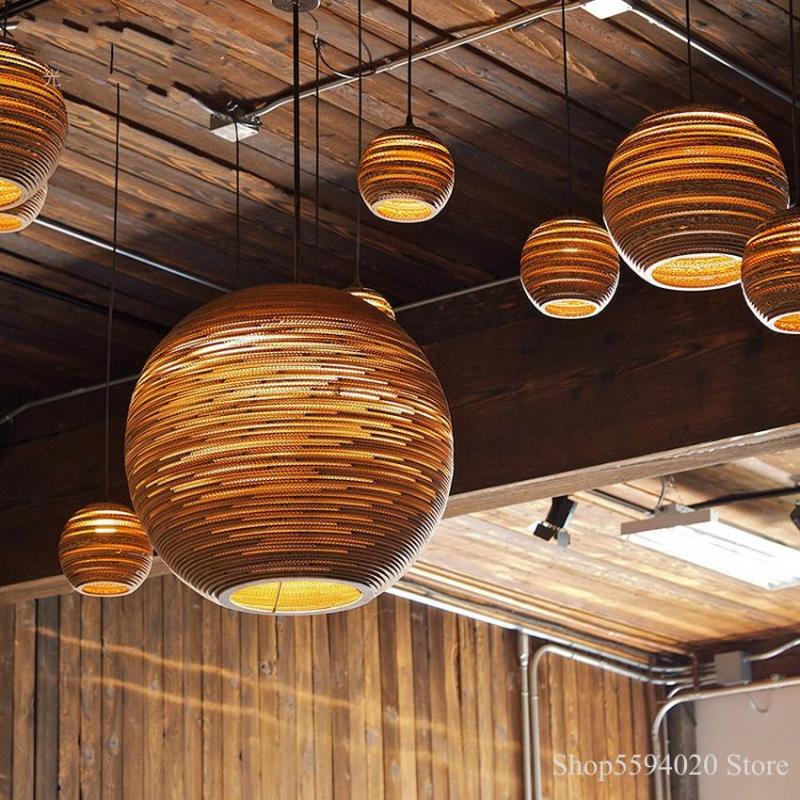 Cekitod Pastoral Silkworm Rustic Paper Pendant Light