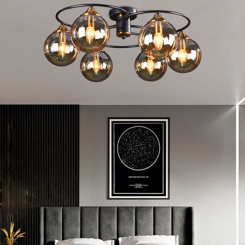 Vetidim Nordic Bubble Glass Ceiling Light, Gray/Amber
