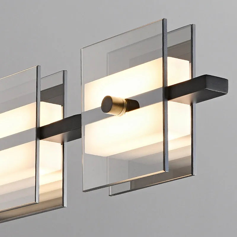 Kulasol Modern Nordic Linear Metal/Glass Pendant Light, Brass/Black