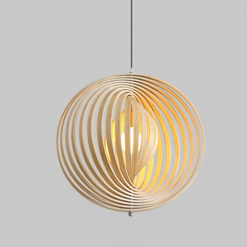 Rovukak Japanese LED Pendant Light Black/Gold Wood Bedroom/Bar