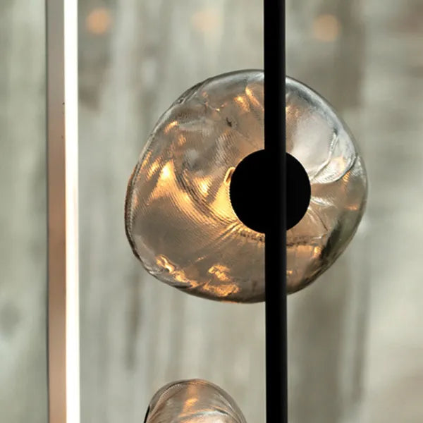 Kokatem Luxury Flower Metal/Glass Floor Lamp, Black/Gold/Grey