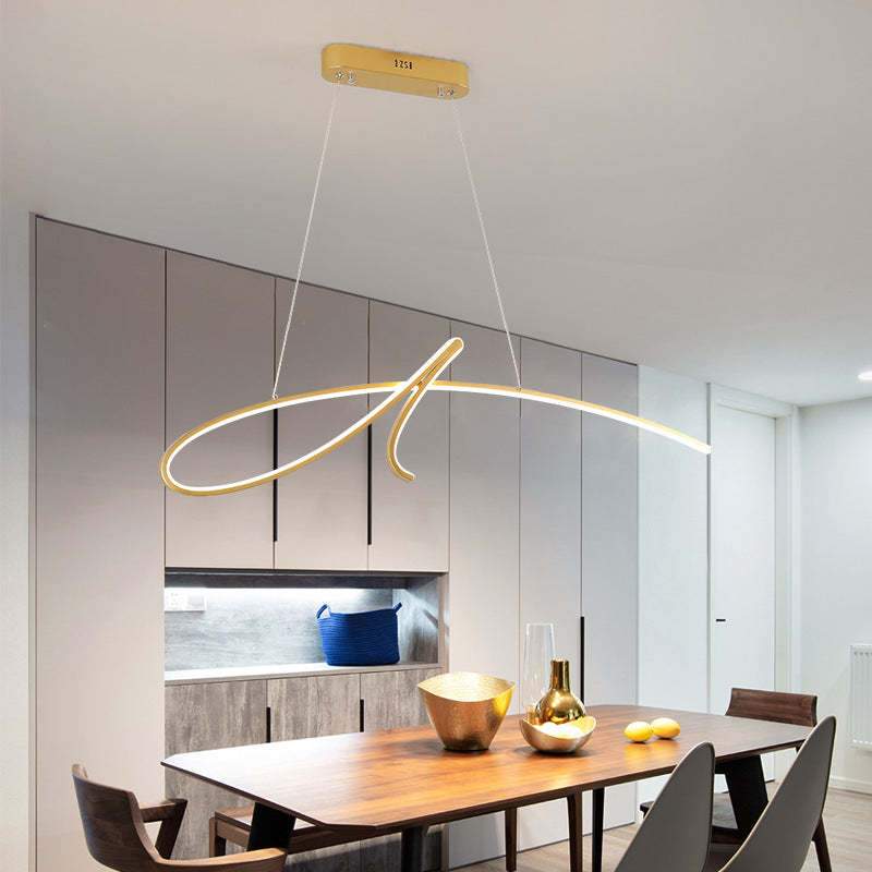 Fubunik Pendant Light Irregular-curved Modern, Metal, Black/Gold, Restaurant