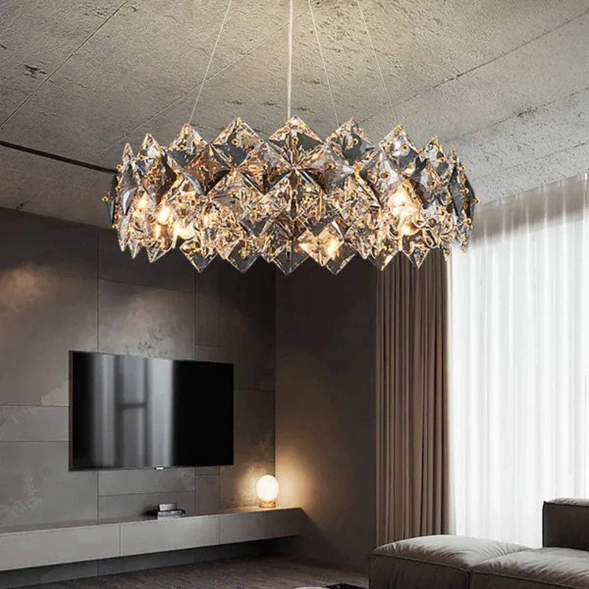 Kevodak Modern 6-Light Tiered Crystal Chandelier With Adjustable Cables