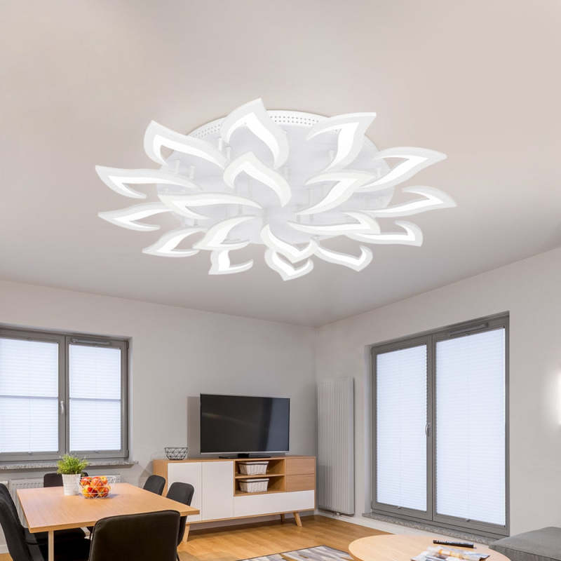 Cakatel Elegant Flower Flush Mount Ceiling Light, White/Black