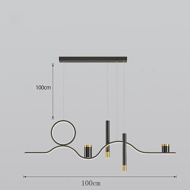 Hodutis Modern Metal Linear Starry Night Pendant Light, Black