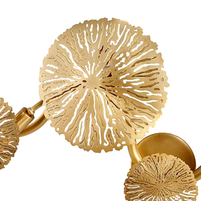 Gutinom Modern Metal Round Lotus Leaf Wall Lamp, Gold