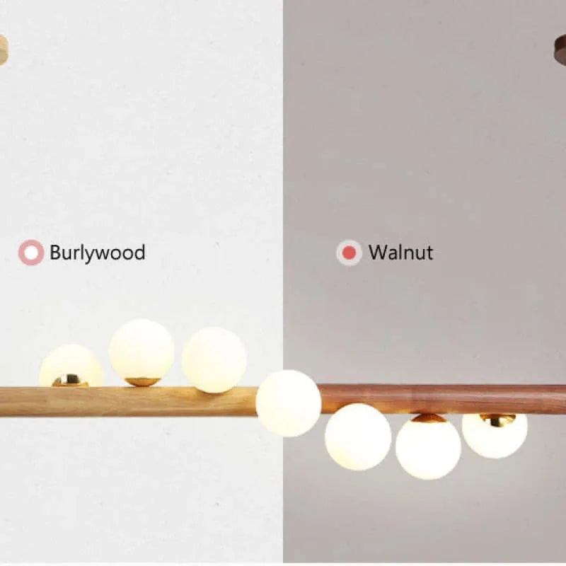 Taribid Glass Bubble Pendant Light Wood/Walnut