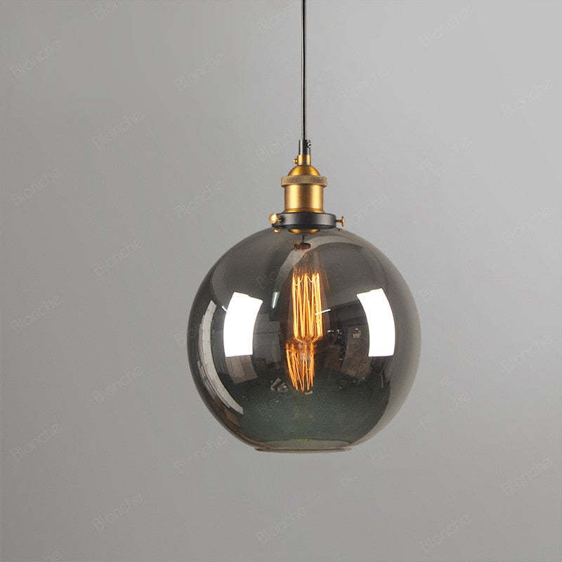 Teni Industrial Glass Pendant Light Clear/Amber/Smoke Grey-Neutral Decor
