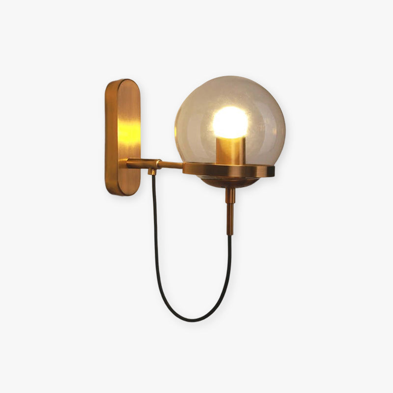 Hebotat Rustic Retro Glass Globe Wall Lamp, Black/Bronze