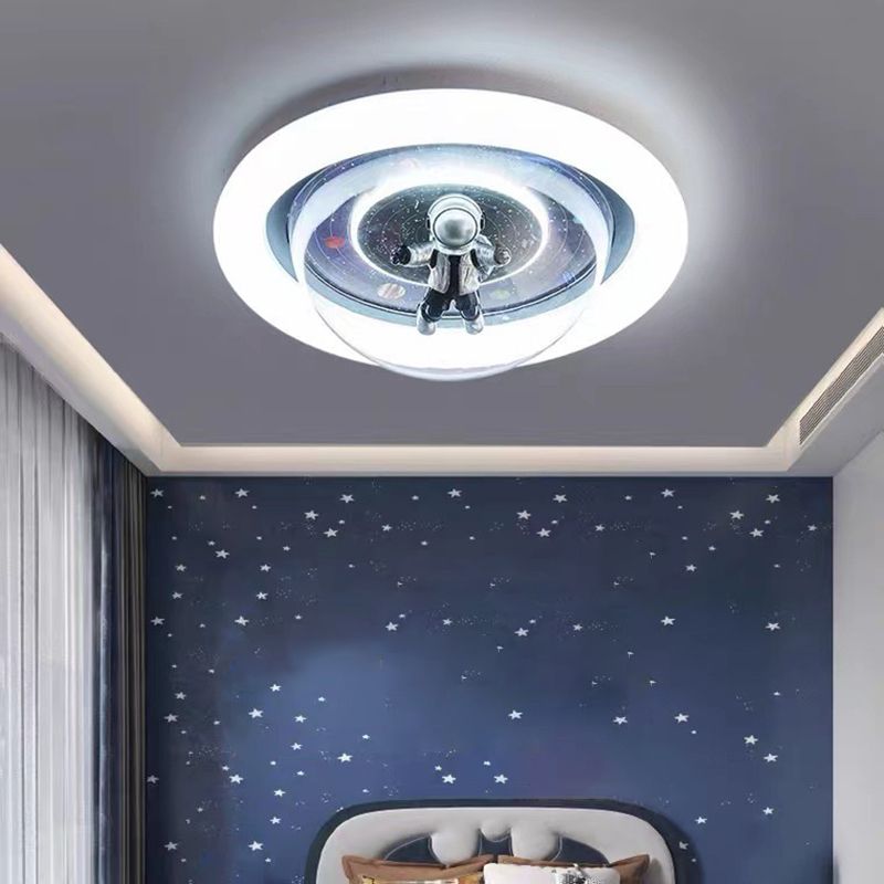 Gapubed Cosmic Astronaut & Galaxy Motif Flush Mount Ceiling Light