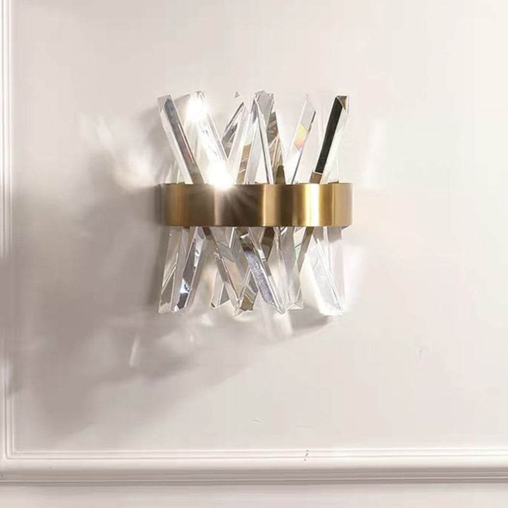 Cikutar Decorative Geometric Crystal/Metal Wall Lamp, Gold