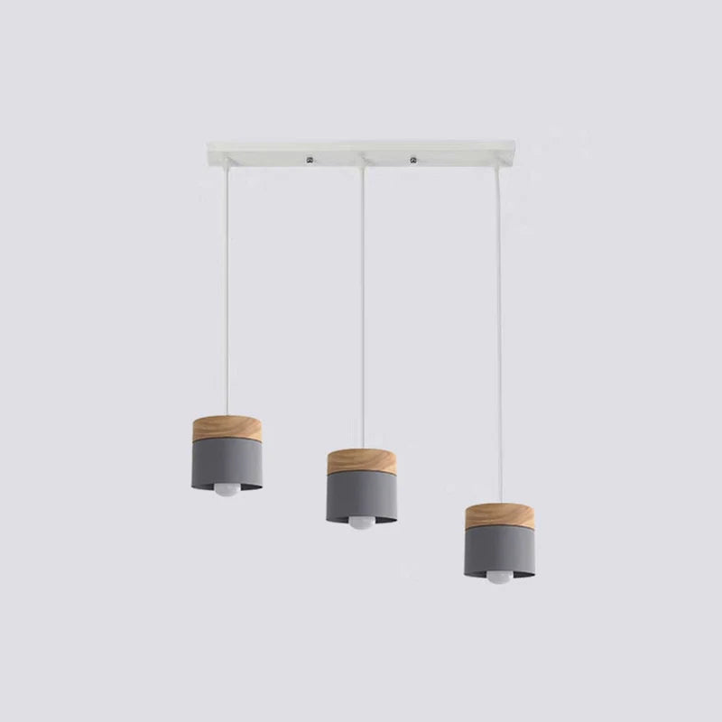 Moturos Modern Can Shape Metal/Wood Pendant Light
