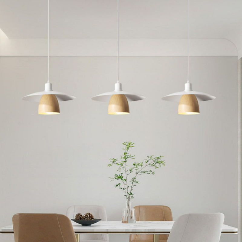 Debapak Modern LED Pendant Light White Wood Metal Bedroom