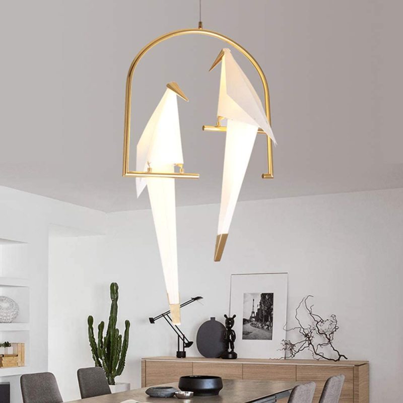 Mubagir Modern Nordic Post Modern Bird Pendant Light, White/Clear