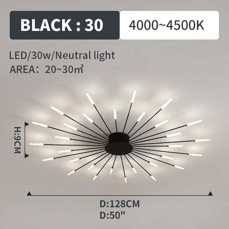 Kovon Flush-Mount Ceiling Light Fireworks, Black/Gold-Neutral Decor