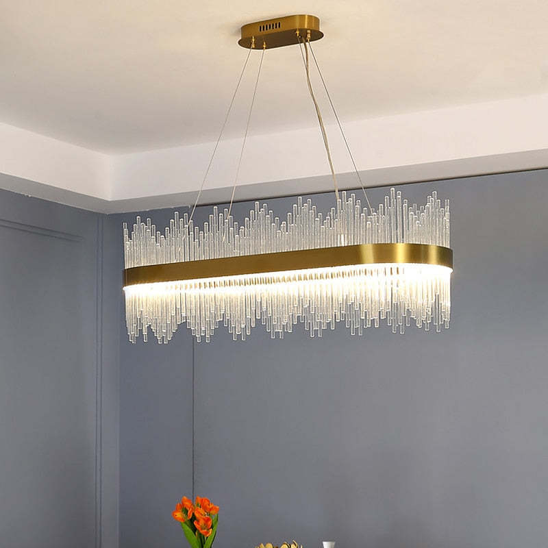 Pematud Modern Round/Rectangular Chain Chandelier, Gold