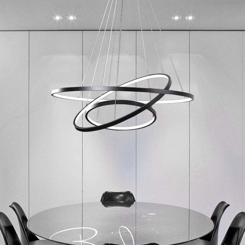 Toriq Pendant Light, Inner Ring Illuminated, White/Black/Gold-Neutral Decor