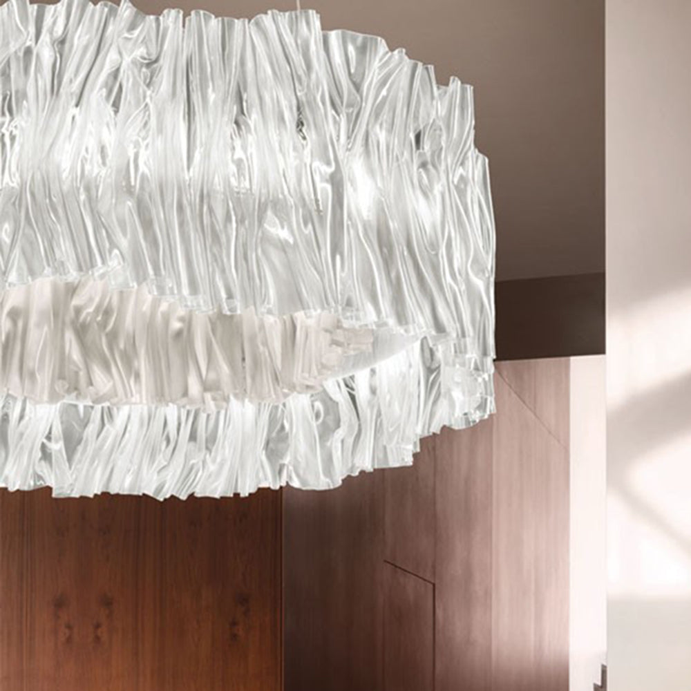 Bekepom Modern Luxury Pleated Pendant Light, Circle, /Stainless Steel