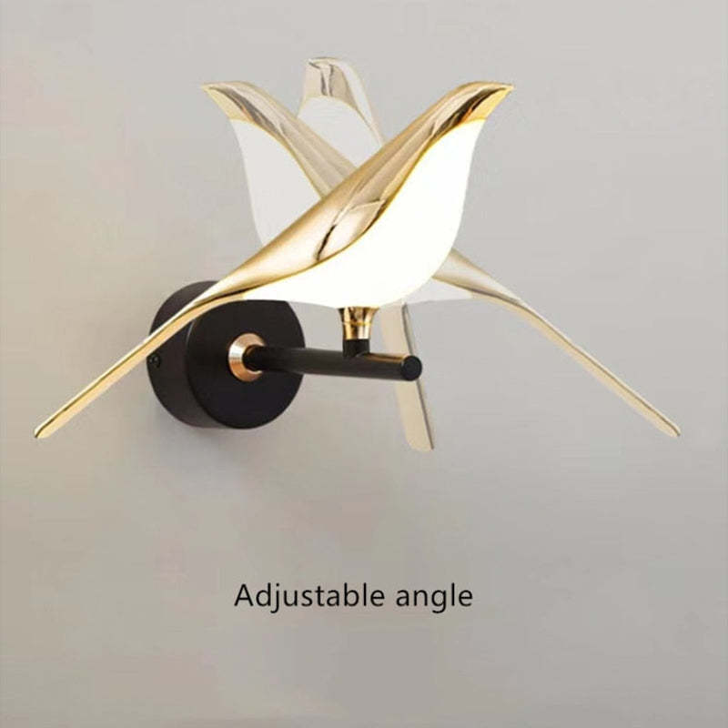 Kimilot Minimalist Magpie Bird Metal Wall Lamp, Bedroom