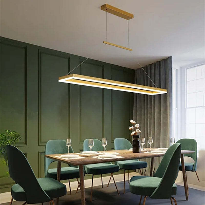 Nexil Modern Rectangular Hanging Pendant Light, Gold/Coffee-Neutral Decor