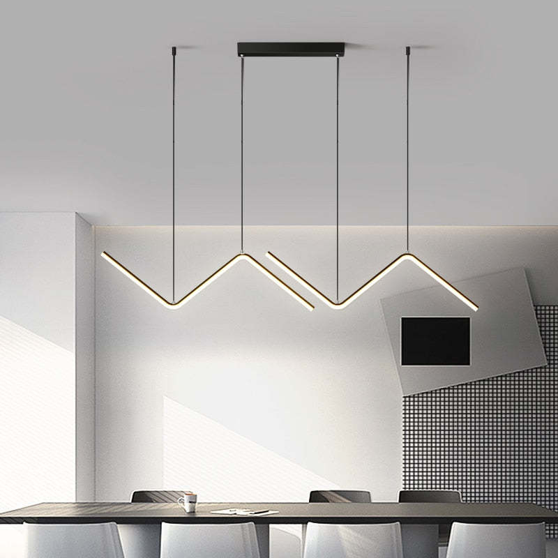 Daragin Modern Wavy linear Pendant Light Double, Black/Gold