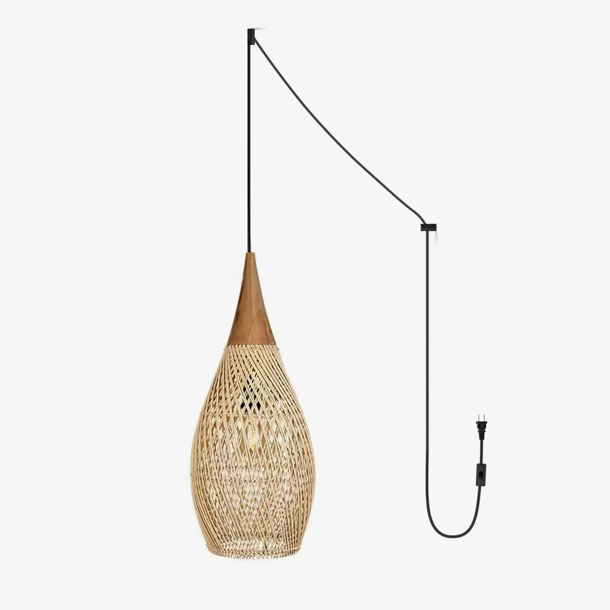 Braided Rattan Swag Pendant Lamp