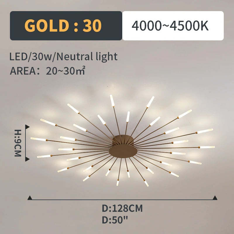 Kovon Flush-Mount Ceiling Light Fireworks, Black/Gold-Neutral Decor