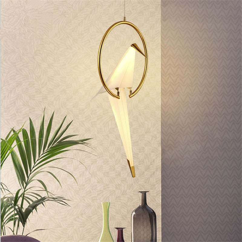 Mubagir Modern Nordic Post Modern Bird Pendant Light, White/Clear